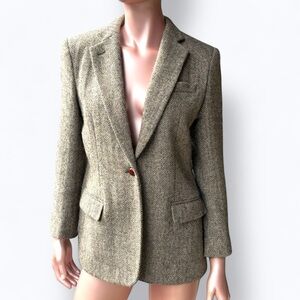 Lauren Ralph Lauren Herringbone Blazer in Tan